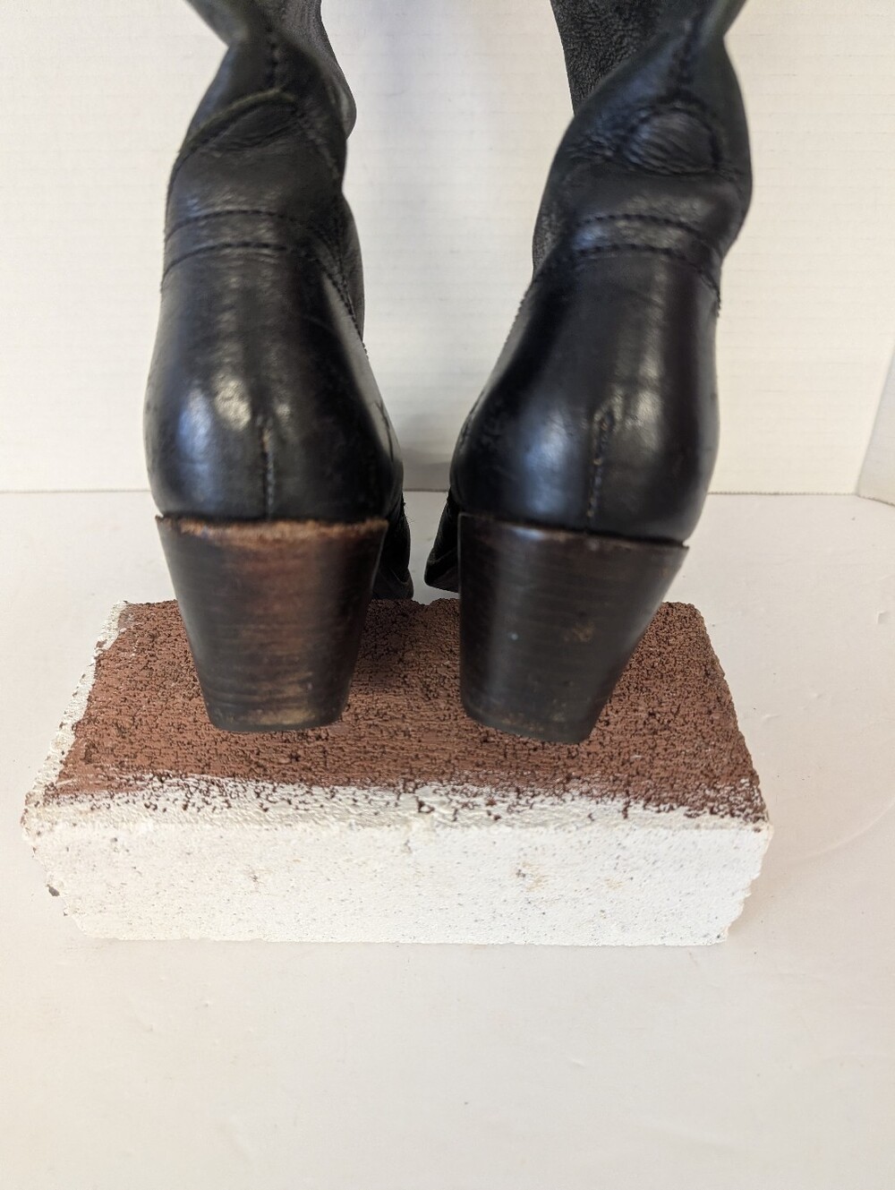 Frye Boots Black Leather Knee-High Riding Women's Sz 6 - Picture 9 of 12